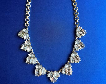 Crystal Cluster Gold Statement Necklace