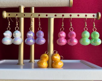 Colorful Iridescent Duck Earrings