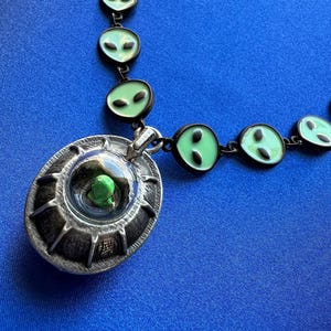Alien UFO Glow In The Dark Necklace, One Of A Kind Space Jewelry