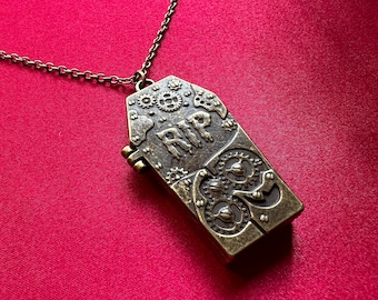 Steampunk Coffin Locket Necklace