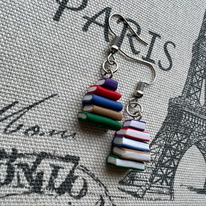 Stack of Books Clay Earrings