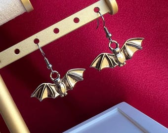 Dainty Black Bat Earrings