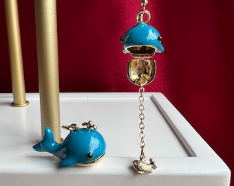 Blauwal Gold Ohrringe mit Fischen Versteckt im Inneren