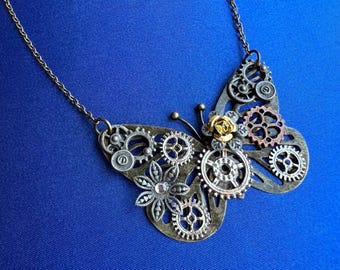 Steampunk Butterfly Statement Necklace