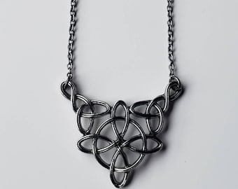 Witch Knot Necklace, Hematite Celtic Cross Witches Knot Jewelry