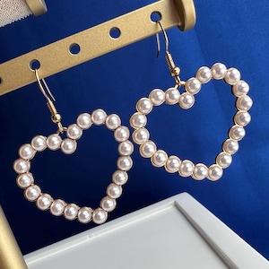 Pearl Heart Gold Earrings
