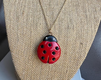 Ladybug Locket Gold Necklace