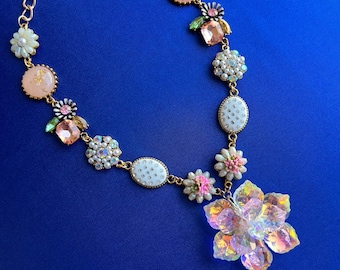 Flower Crystal Statement Necklace