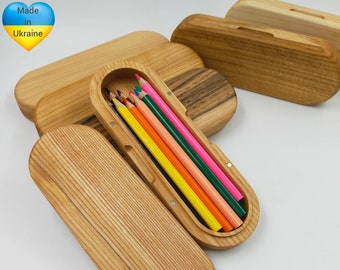 Trousse à crayons en bois personnalisée Trousse à crayons en bois Boîte à crayons en bois Organiseur de crayons en bois Boîte cadeau en bois Boîte de rangement pour crayons