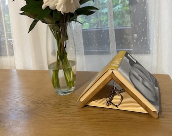 Night Stand Book Holder/Wooden Book/Triangle Book/Cup Holder/Nightstand Book Holder/Wooden Bookmark/Wooden Book House/Book Organizer/Book