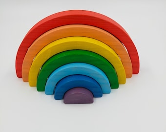 Rainbow Wooden Puzzle/Rainbow Stacker/Waldorf Rainbow Stacker/Montessori rainbow stacker/Wooden Toys/Boho Rainbow Decor/Montessori baby toy
