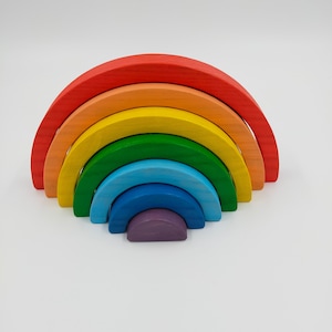 Regenbogen Holz Puzzle/Regenbogen Stacker/Waldorf Regenbogen Stacker/Montessori Regenbogen Stacker/Holzspielzeug/Boho Regenbogen Dekor/Montessori Baby Spielzeug
