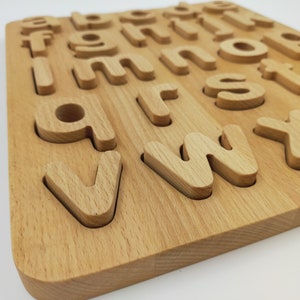 Rompecabezas de aprendizaje educativo preescolar juguetes para niños y niños pequeños letras de madera tablero de letras rompecabezas ABC Montessori regreso a la escuela