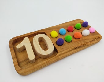 Ten frame WITH NUMBERS SET/Montessori math counting tray 1-10/Preschool Activity for Toddlers/Montessori frame/Counting Board Math/ten board