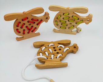 lacing toy/Wooden Lacing Toy/Educational Toy/Lacing Toy/Sewing for children/Threading Toy Toddler/Handmade Wooden Toy/Natural/Montessori toy