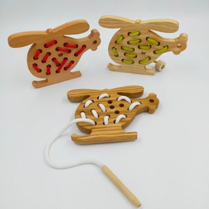 lacing toy/Wooden Lacing Toy/Educational Toy/Lacing Toy/Sewing for children/Threading Toy Toddler/Handmade Wooden Toy/Natural/Montessori toy