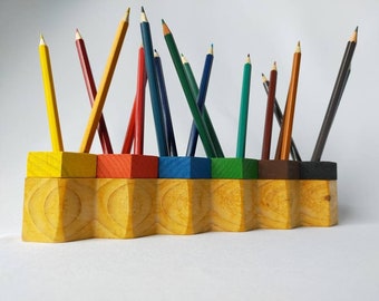 organizador de madera para lapices/portalapices/portalapices Montessori/desarrollo infantil/regalos para artistas/portalapices de colores/caja de madera