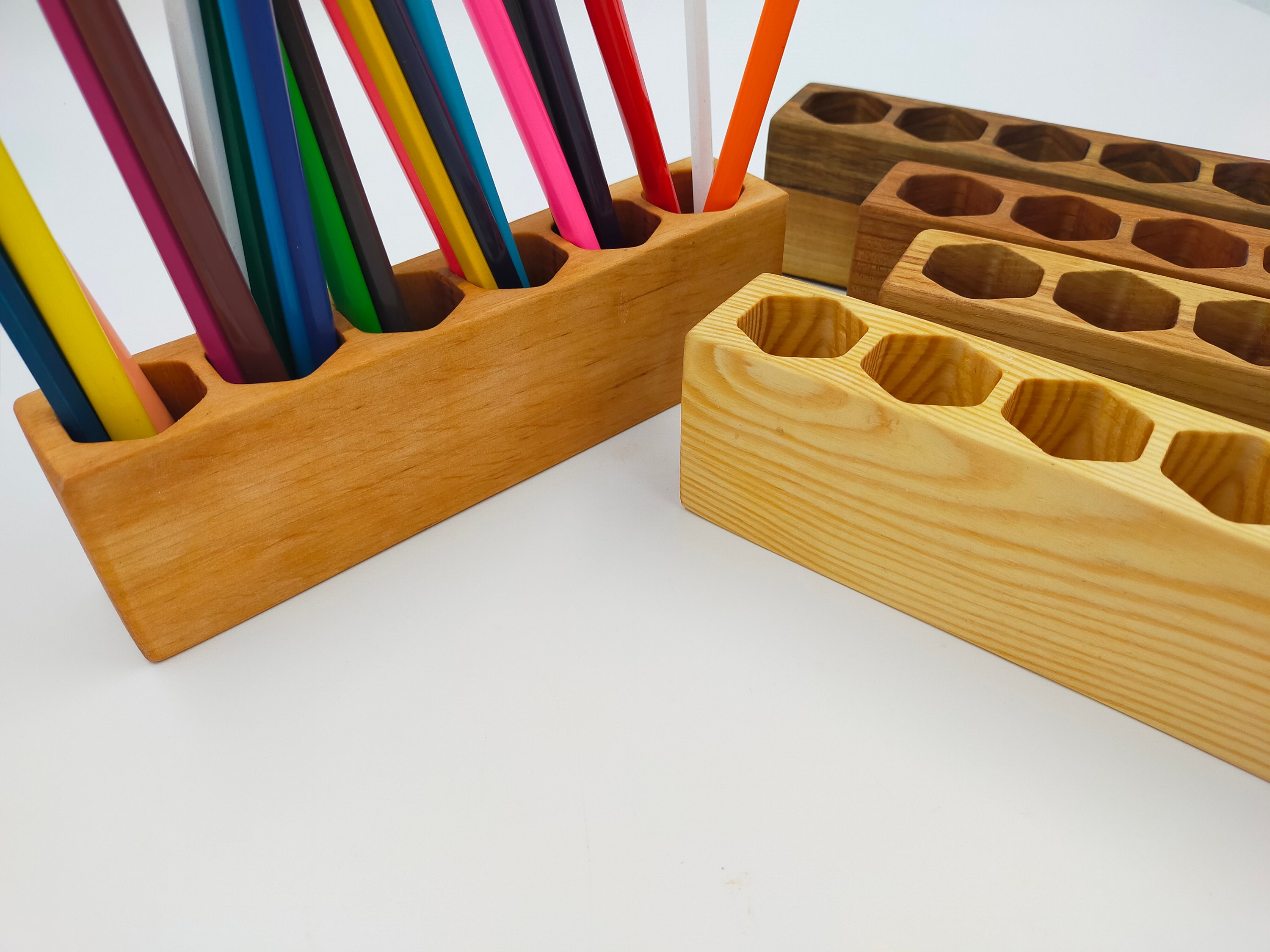 Minimalist Wooden Pencil Holder. Nordic Pen Cup for Desk
