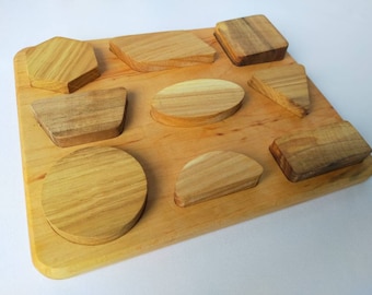 Learning toy/Puzzle with wooden shapes/Wooden puzzle/Montessori educational toys/blocks/Puzzle of nine shapes in shape/Busy Board Children//