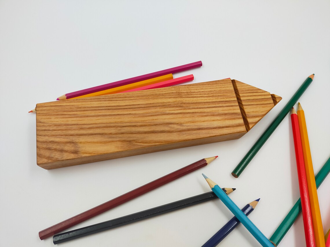 Wooden Pencils Holder Box Pencil/ Christmas Gift/ Etsy