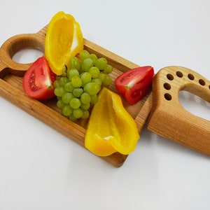 Safe knife Kids /Natural Knife for Toddlers/Christmas present/Wooden Knife and Cutting Board/Montessori Wooden Toddler Knife/chopper/Knife