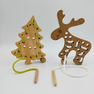 lacing toy/Wooden Lacing Toy/Educational Toy/Lacing Toy/Sewing for children/Threading Toy Toddler/Handmade Wooden Toy/Natural/Montessori toy