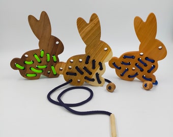 lacing toy/Wooden Lacing Toy/Educational Toy/Lacing Toy/Sewing for children/Threading Toy Toddler/Handmade Wooden Toy/Natural/Montessori toy