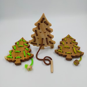 lacing toy/Wooden Lacing Toy/Educational Toy/Lacing Toy/Sewing for children/Threading Toy Toddler/Handmade Wooden Toy/Natural/Montessori toy