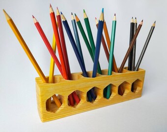 organizador de madera para lapices/portalapices/portalapices Montessori/desarrollo infantil/regalos para artistas/portalapices de colores/caja de madera