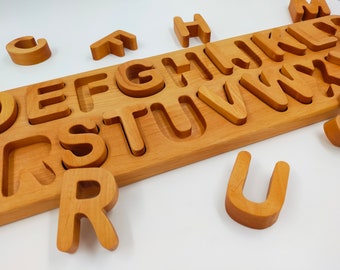 Wooden Letters/Letter Board/Letter ABC Puzzle/Boho Wooden Alphabet Puzzle/Montessori/Learning Alphabet Puzzle/Back to School/Wooden alphabet