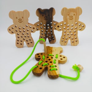 lacing toy/Wooden Lacing Toy/Educational Toy/Lacing Toy/Sewing for children/Threading Toy Toddler/Handmade Wooden Toy/Natural/Montessori toy