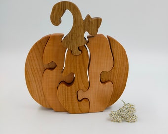 Houten pompoen/puzzel/Kinderpuzzel/halloween/Kindercadeau/Zintuiglijk speelgoed/Houtpuzzel/Montessori-speelgoed/Milieuvriendelijke cadeaus voor kinderen