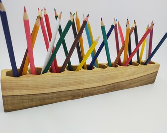 caja porta lápices de madera/lápiz organizador/regalo de navidad/portalápices Montessori/desarrollo infantil/porta lápices de colores/boxeo de madera