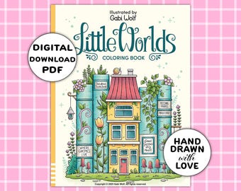 Little Worlds: Enchanting Coloring Pages | Set of 6 images | PDF file for instant download