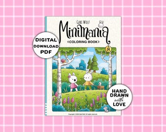 Minimania 8: digitales Malbuch mit 30 von Hand gezeichneten Malvorlagen, PDF Download, Illustriert von Gabi Wolf