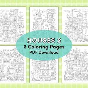 Houses 2: Enchanting Coloring Pages | Set of 6 Pictures | PDF File for ...