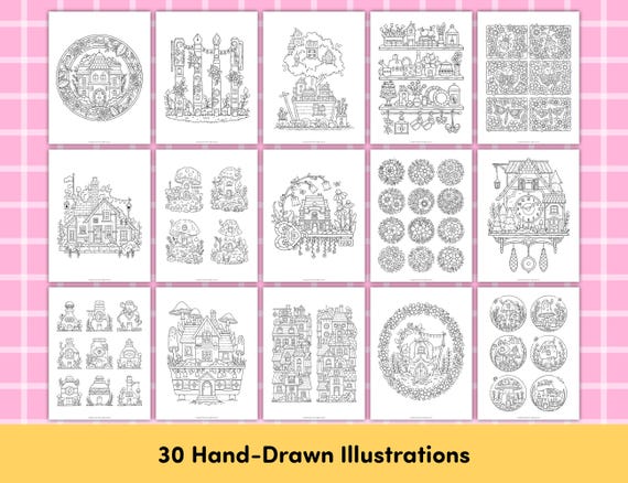 Little Worlds: digital coloring book with 30 hand-drawn coloring pages, PDF download, illustrated by Gabi Wolf