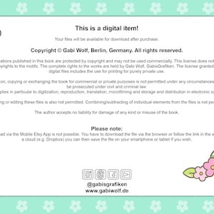 Puede incluir: Anuncio de art&iacute;culo digital con texto, informaci&oacute;n de derechos de autor y restricciones de uso. El dise&ntilde;o presenta un fondo verde claro con detalles florales y el texto "This is a digital item!"