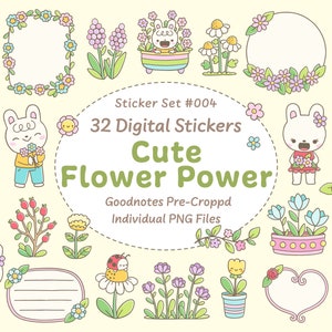 Puede incluir: Un conjunto de 32 pegatinas digitales con adorables animales de dibujos animados y flores. Las pegatinas están precortadas para usar en Goodnotes y otras aplicaciones para tomar notas. Las pegatinas son perfectas para agregar un toque de fantasía a tus notas, diarios y planificadores.