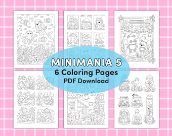 Minimania 5: Magical Coloring Pages | Set of 6 images | PDF file for instant download