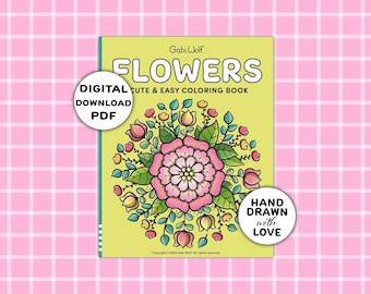 Flowers: digital coloring book with 40 hand-drawn coloring pages, PDF download, illustrated by Gabi Wolf