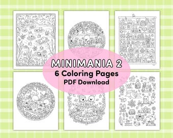 Minimania 2: Magical Coloring Pages | Set of 6 images | PDF file for instant download