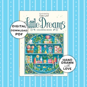 Little Dreams: digital coloring book with 30 hand-drawn coloring pages, PDF download, illustrated by Gabi Wolf