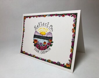 Reflect On Your Growth // Supportive // Encouragement // Just Because // Blank Card // Recycled // Flowers // Pretty Card