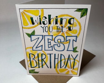 Wishing You the Zest Birthday // Birthday // Funny // Pun // Blank Card // Recycled