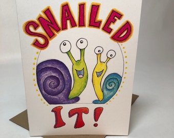 Snailed It // Blank Card // Recycled // Congratulations // Encouragement // Funny // Pun // Snail