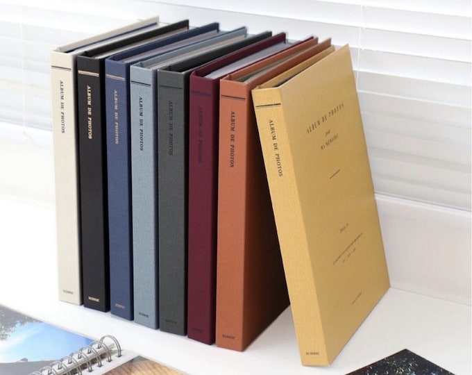 Aesthetic Simple Korean Hard Cover 4 x 6 Photo Album Book - holds 100 photos includes 50 double sided memo slips / spiral bound 8 COLORS