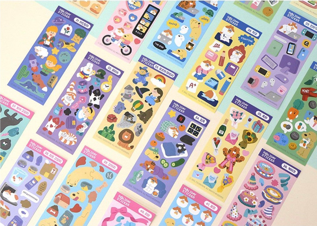 Cute Essential Kawaii Korean Removable Aesthetic Stationery Cat Sticker ...