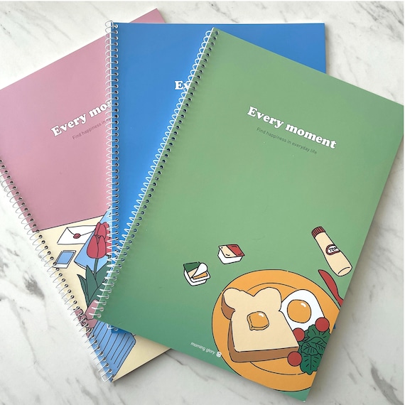 Cute Korean Aesthetic Ruled Spiral Planning Notebook journal for