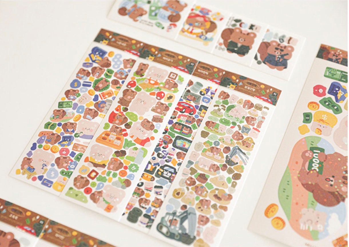 Cute Essential Kawaii Aesthetic Stationery Sticker Pack 9 Sheets (160+  Stickers) - for Planners, journals, scrapbooks, Gifts, Kpop photocards